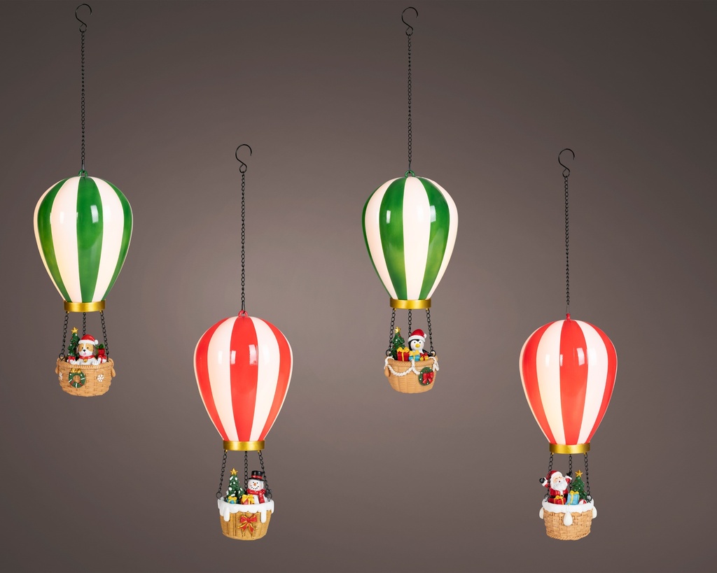 GLOBO PARA COLGAR CON LUZ - 4 SURTIDOS - PRECIO UNIDAD - dia14.50-H27.50cm-12 LUCES