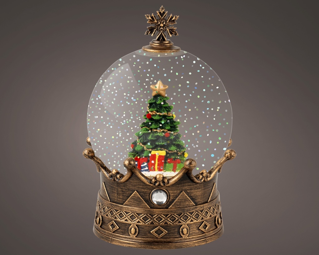 ***LED SNOWGLOBE BO INDOOR GOLD/WARM WHITE dia12.50-H19.00cm-3L