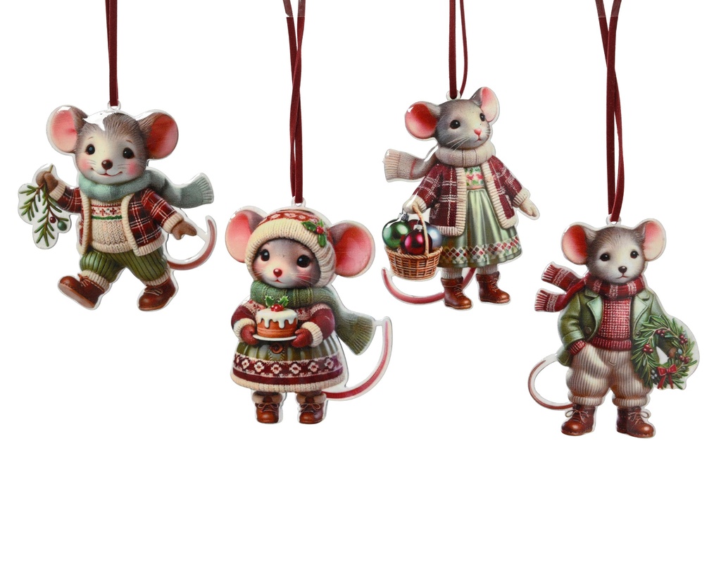 PETITE SOURIS EN METAL A SUSPENDRE - 4 MODELES - PRIX UNITAIRE -  L0.20-W6.00-H8.00cm