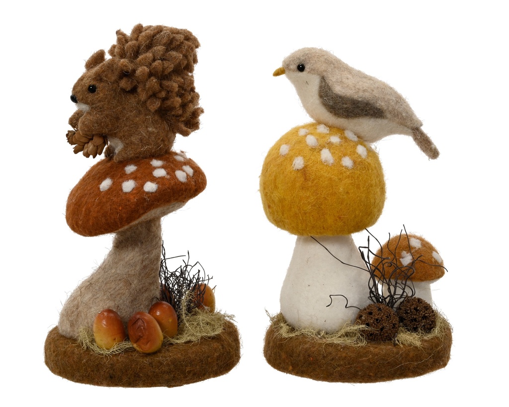 ***MUSHROOM WOOL ASSORTED L11.00-W11.00-H22.00cm