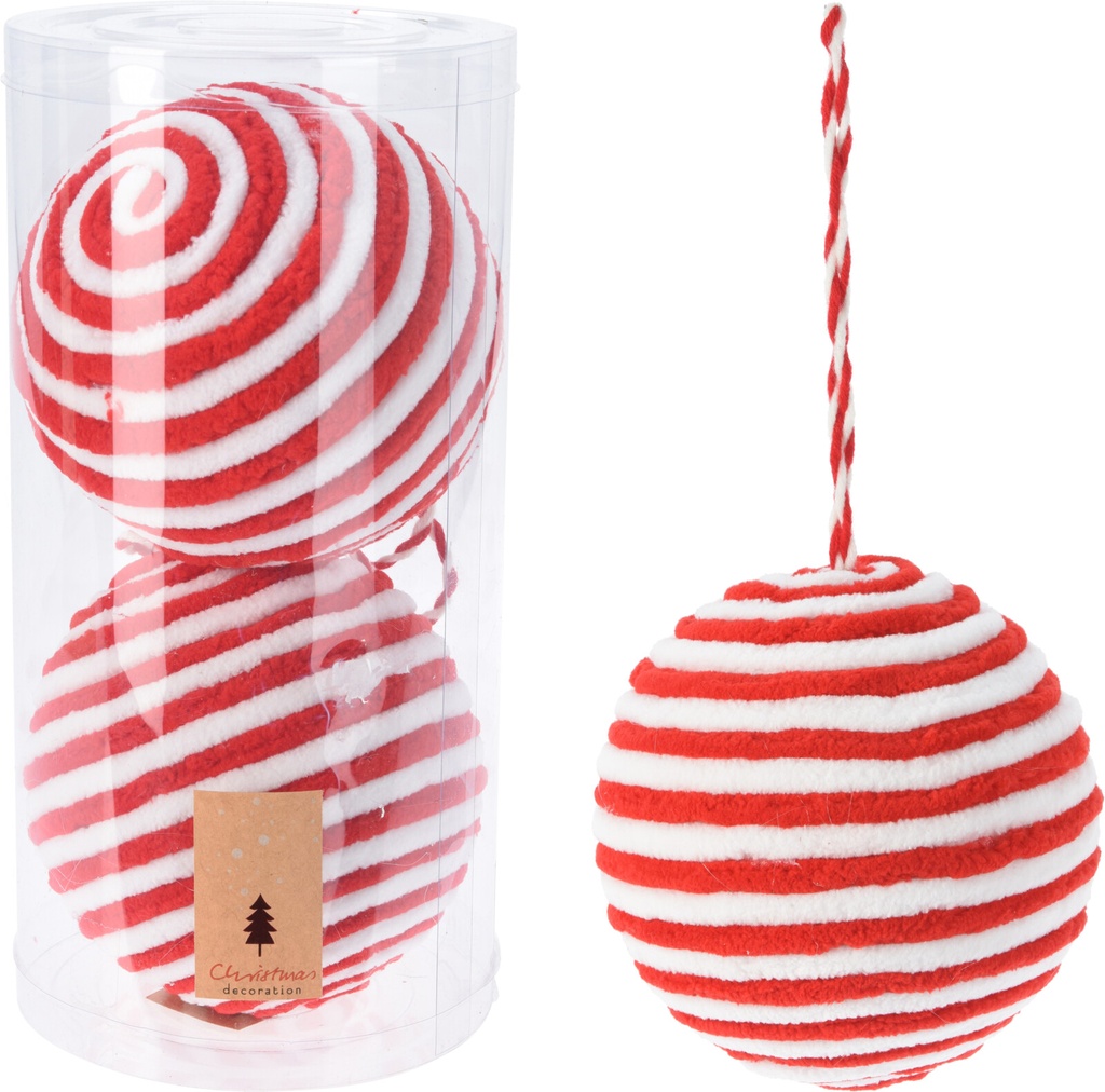 BOLA DE ALGODON CON RAYAS - TIPO CHUCHE  - CAJA DE 2 - 12CM