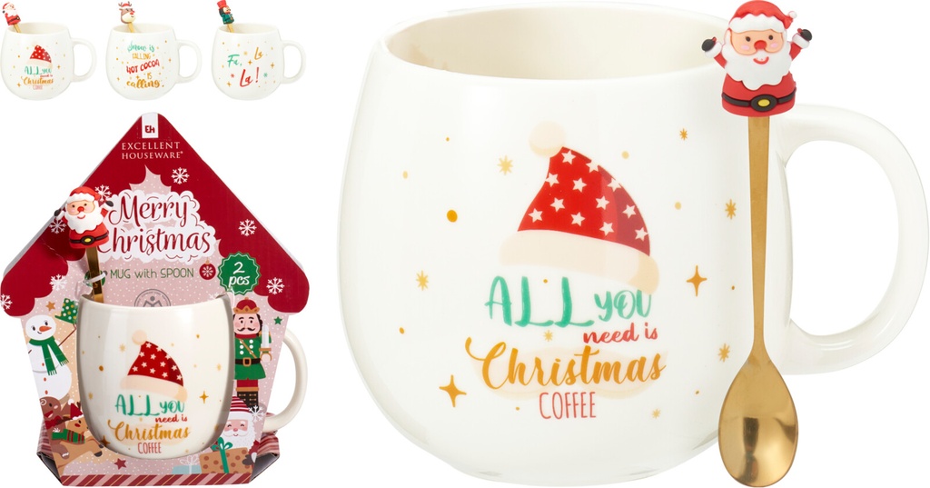 TASSE EN PORCELAINE AVEC CUILLERE - LOT DE 2 - 3 MOTIFS - PRIX UNITAIRE