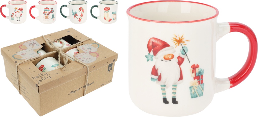 TASSE MOTIF DE NOËL - COFFRET CADEAU DE 4 TASSES - 200CL
