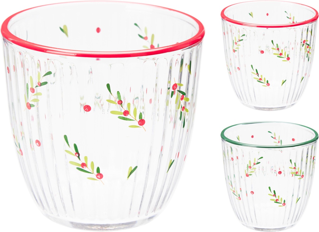 VERRE EN CRISTAL - MOTIF DE NOEL - 295 ML - 2 COULEURS - PRIX UNITAIRE