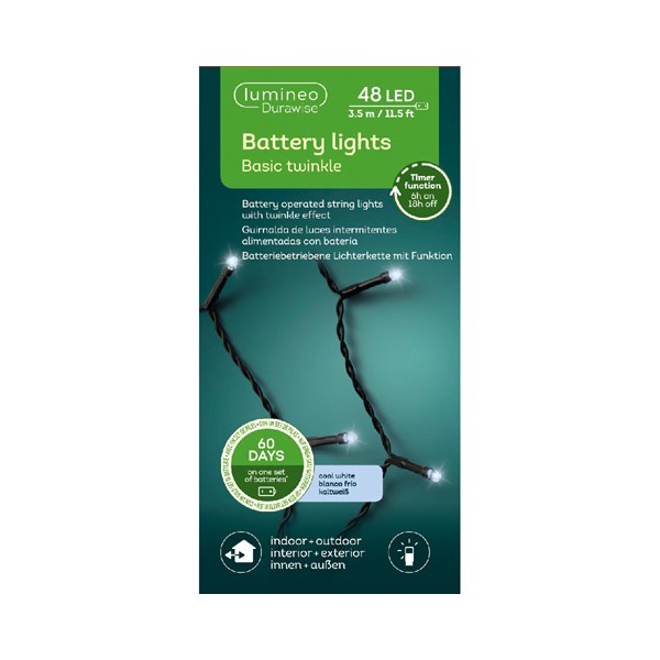 GUIRLANDE BASIQUE 350CM-48LED/FRI/6H/8F/BAT