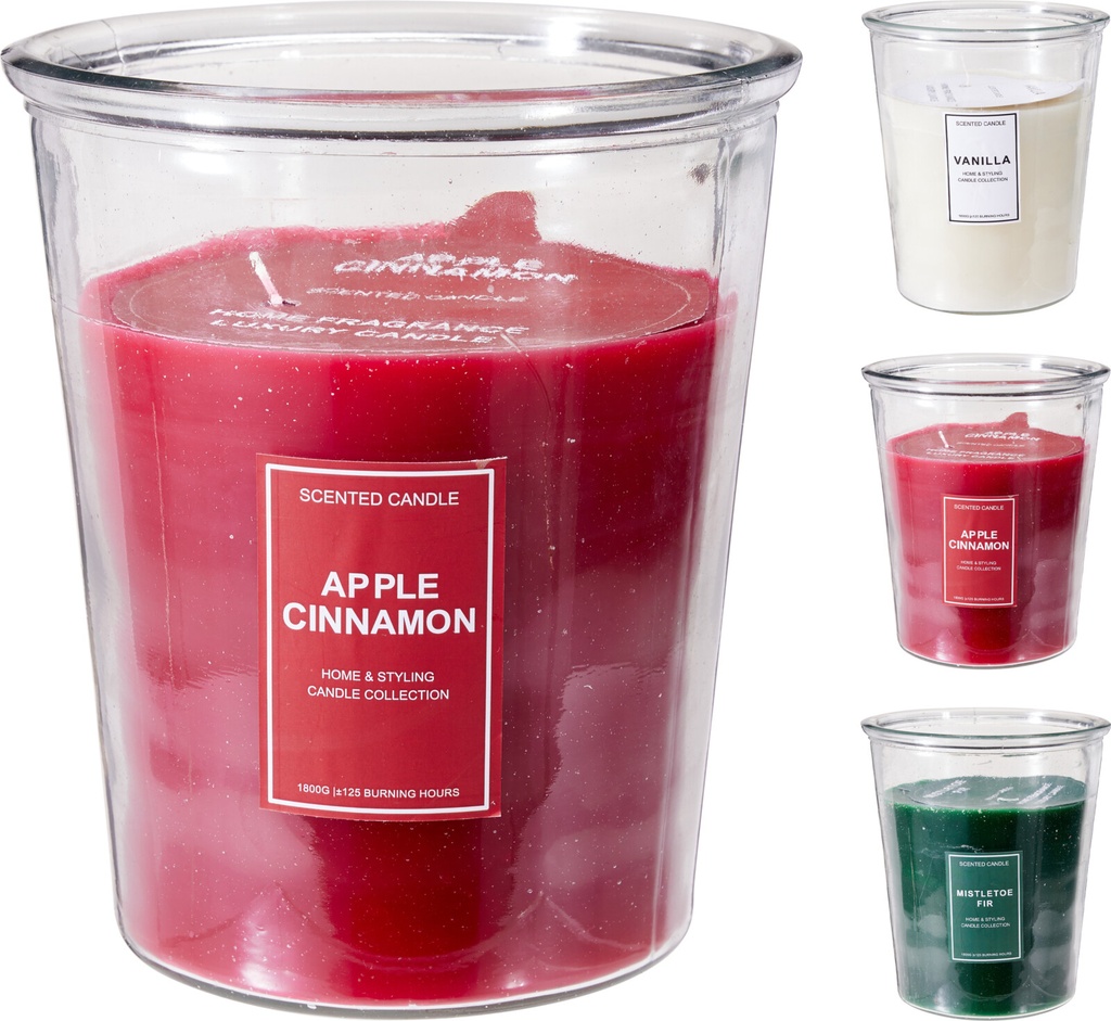 BOUGIE PARFUMEE DANS UN VERRE EN CRISTAL - 22CM - 3 COULEURS - PRIX UNITAIRE 