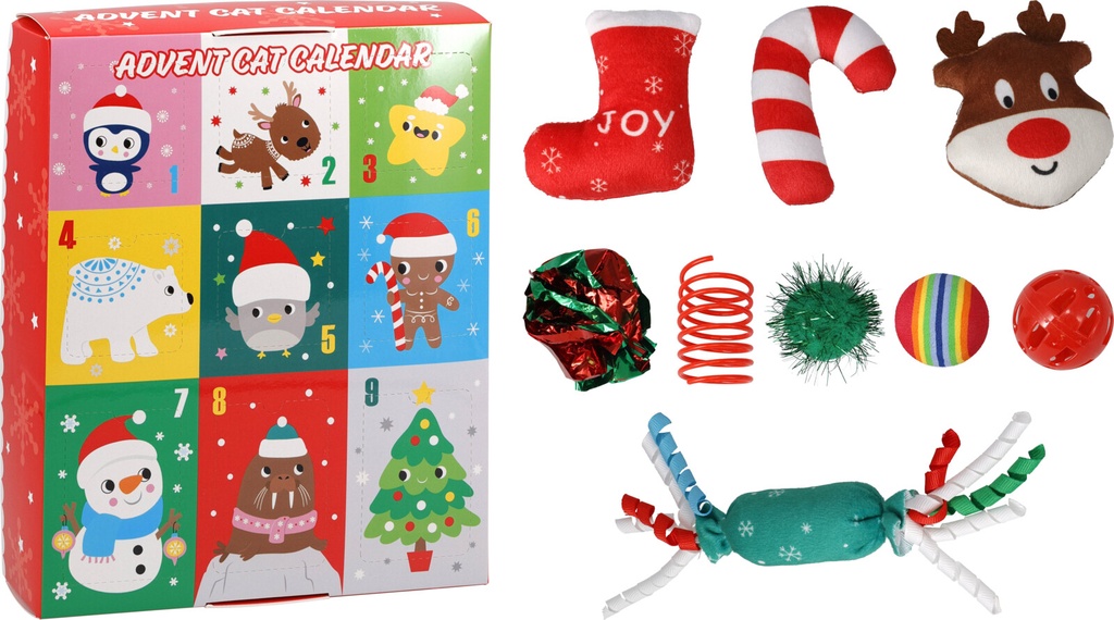 CALENDARIO ADVIENTO PARA GATOS - 9 JUGUETES DIFERENTES
