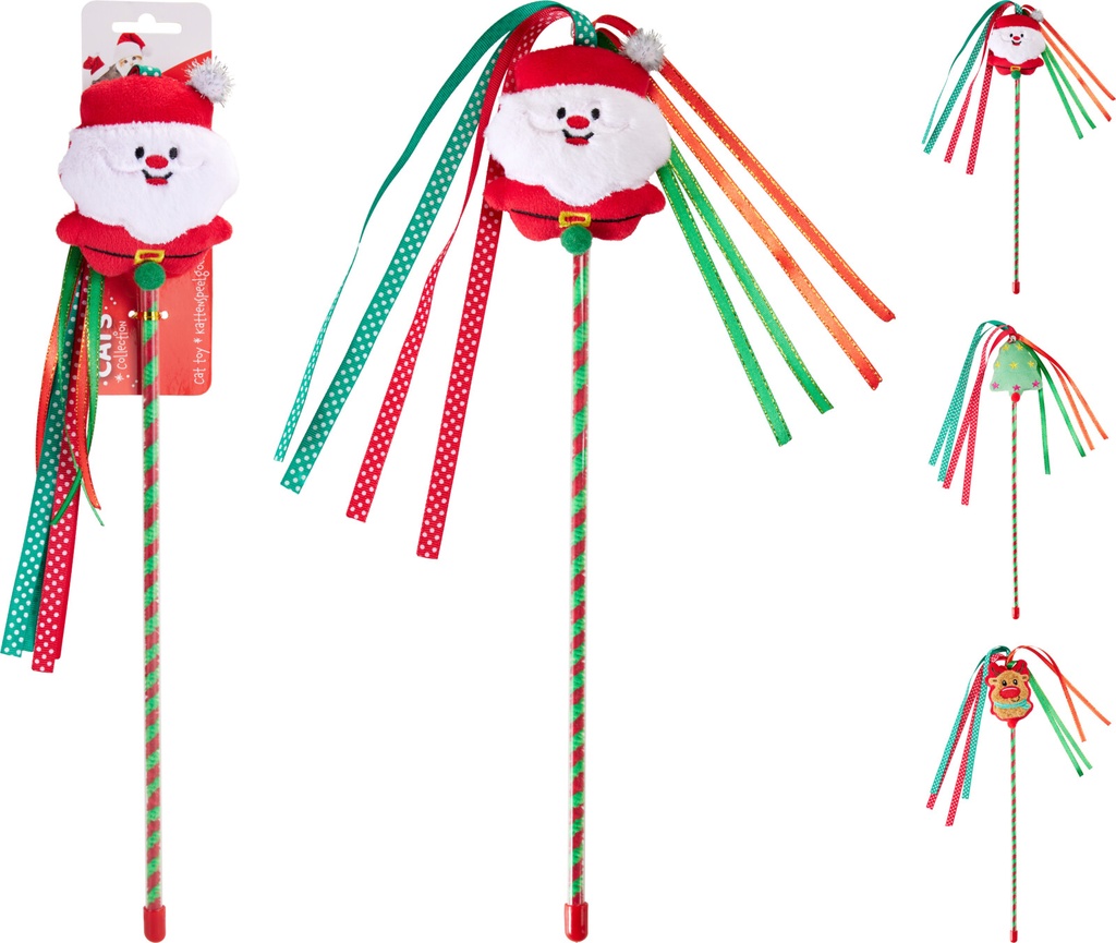 BATONNET DECORE - JOUET CHAT - 41CM - 3 COULEURS - PRIX UNITAIRE
