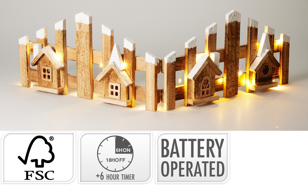 CLOTURE DECORATIVE EN BOIS AVEC LUMIERE LED - 20 CM