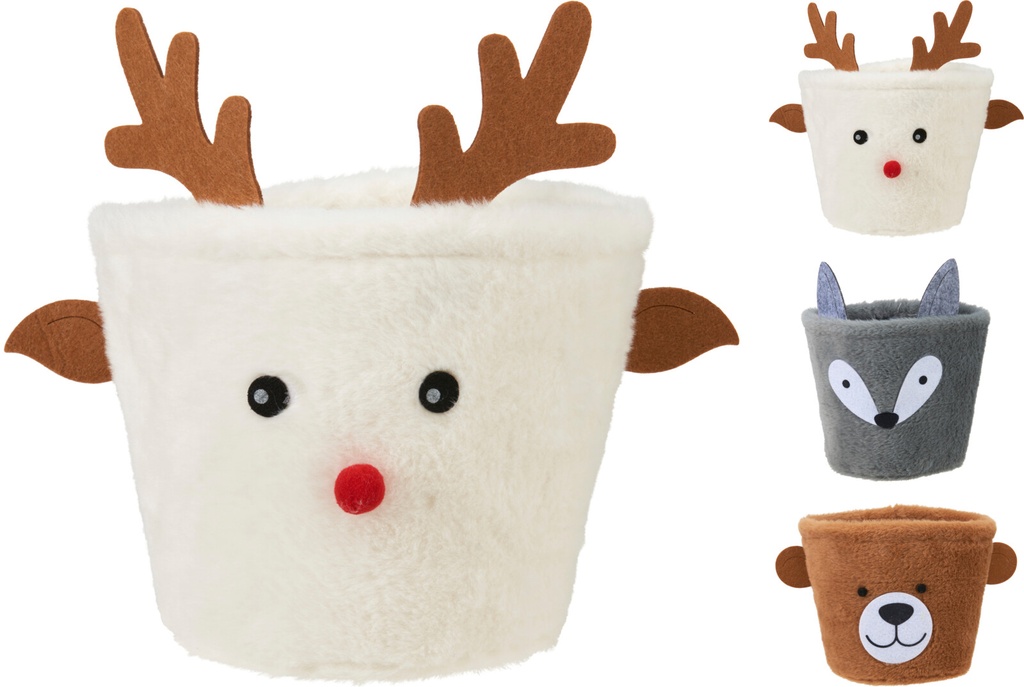 CESTA  PARA GUARDAR - CARA DE ANIMAL - 18CM -  3 DISEÑOS - PRECIO UNIDAD 