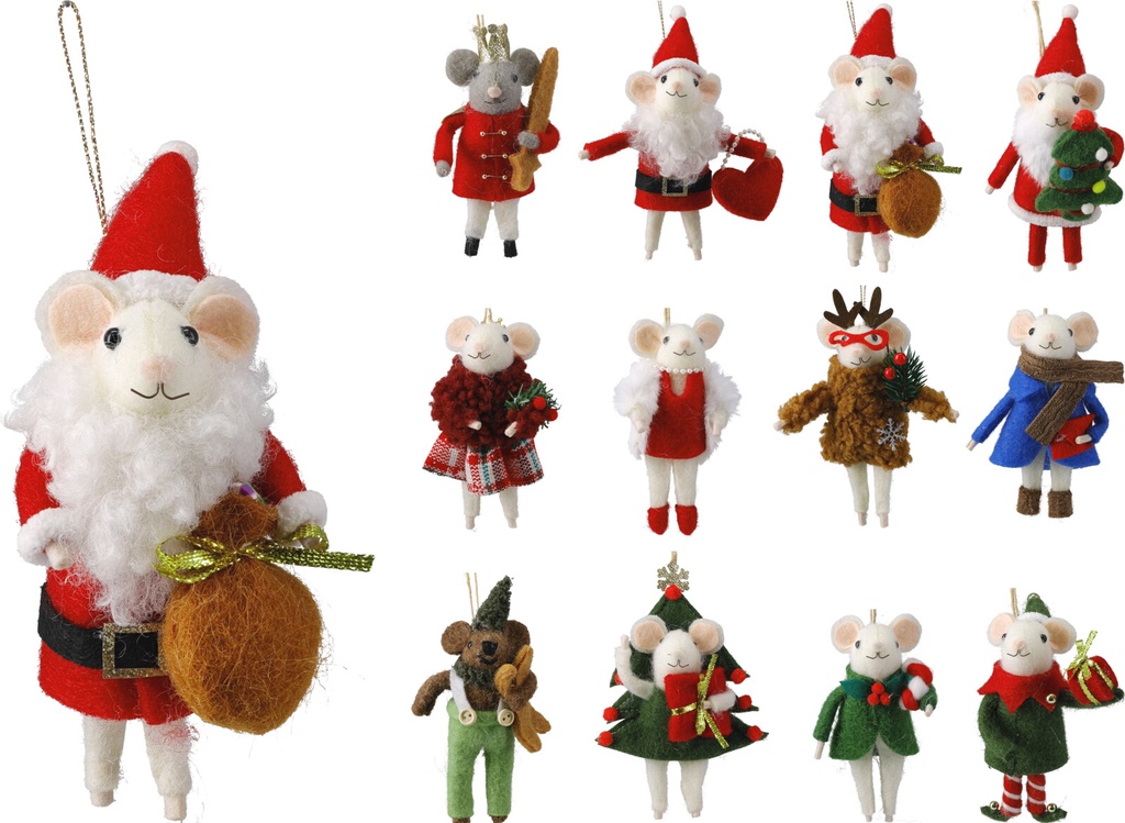 RATONCITO PARA COLGAR - 12CM - 12 DISEÑOS - PRECIO UNIDAD 