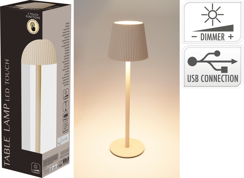 LAMPARA RECARGABLE COLOR CREMA - USB - 10X36CM