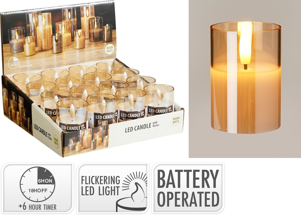 VELITA LED EN VASO DE CRISTAL - 7CM