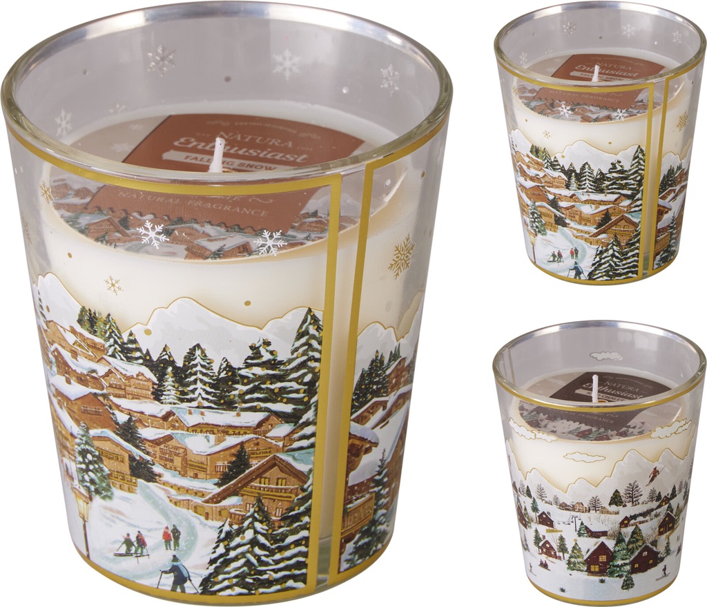 VELA AROMÁTICA EN VASO DE CRISTAL - 9X10CM - 2 COLORES - PRECIO UNIDAD 