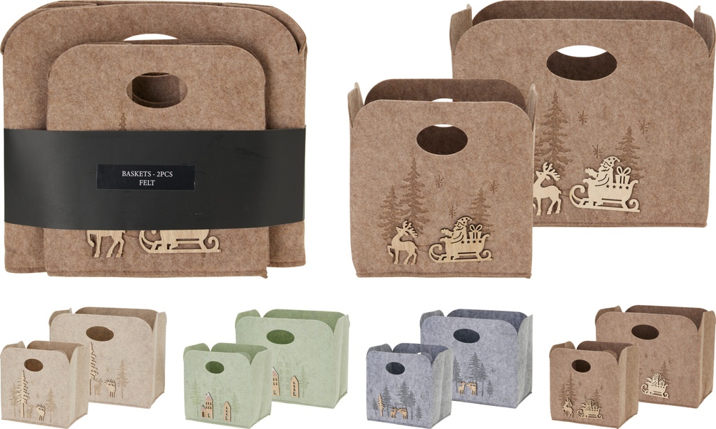 PANIER EN FEUTRE - 28 CM - SET DE 2 - 4 COULEURS - PRIX UNITAIRE