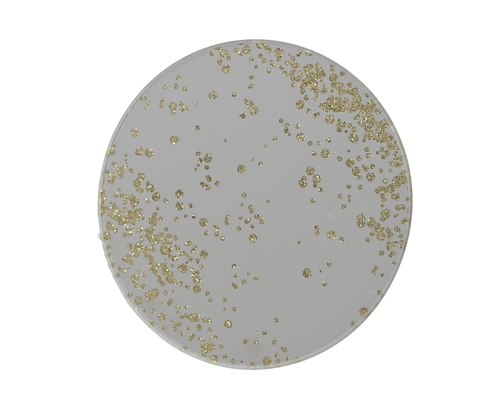 SOUS-VERRE ARGENTE A PAILLETTES - dia10.00-H0.30cm