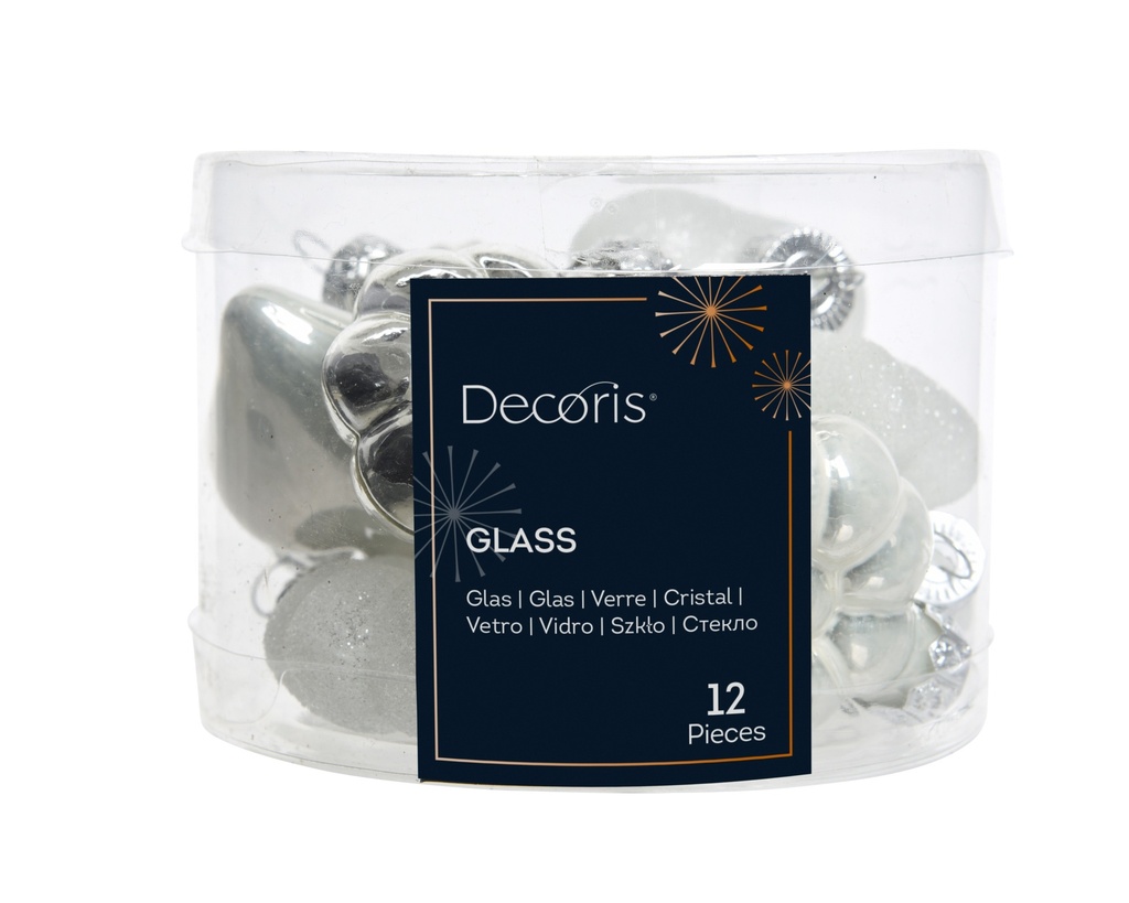 ***FIGURE GLASS WHITE/SILVER L2.00-W4.00-H4.00cm