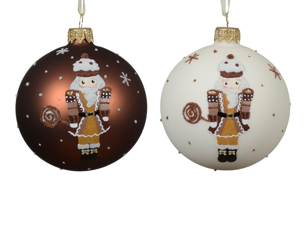 ***BAUBLE GLASS NUTCRACKER ASSORTED dia8.00cm