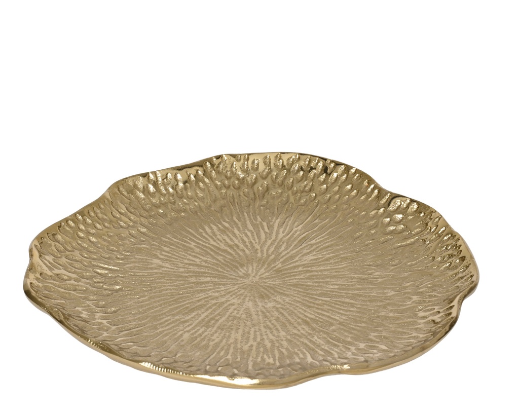 ***DECO PLATE ALUMINIUM GOLD dia38.00-H3.00cm