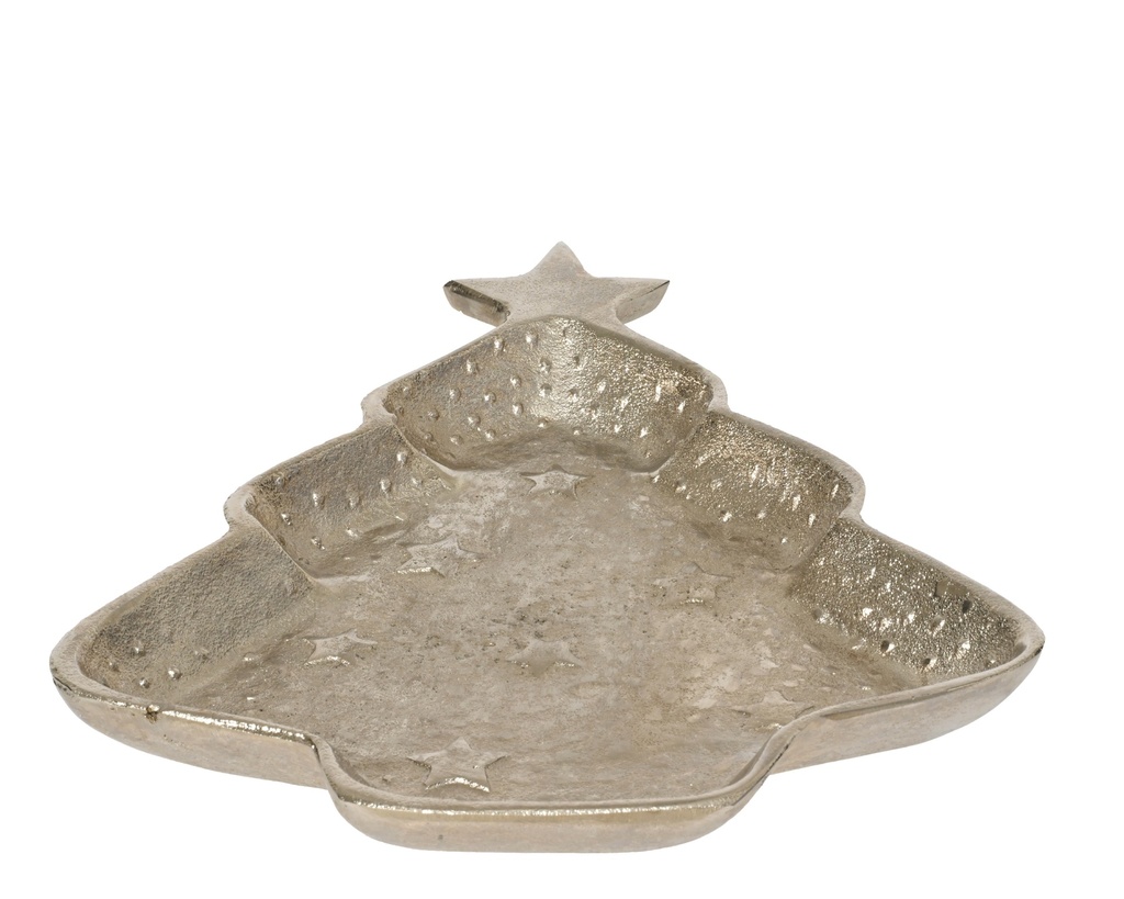 PLATO EN FORMA DE ARBOLITO - ALUMINIO SILVER L36.00-W29.00-H4.00cm
