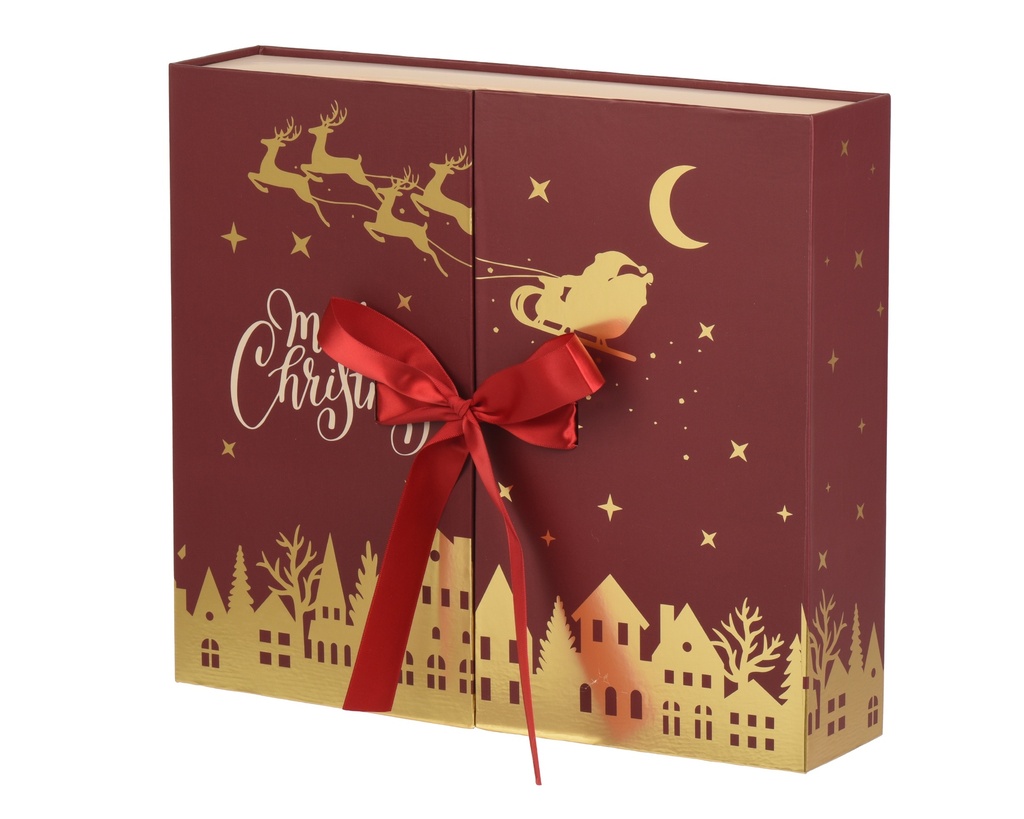 ***ADVENT CALENDAR PAPER RED/COLOUR(S) L33.40-W8.00-H29.00cm