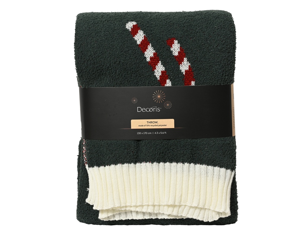 ***THROW ACRYLIC WHITE/RED L200.00-W150.00-H1.00cm