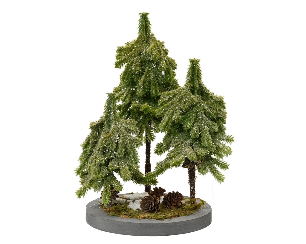 ***MERRY FIR TABLEPIECE GLITTER GREEN L15.00-W15.00-H25.00cm