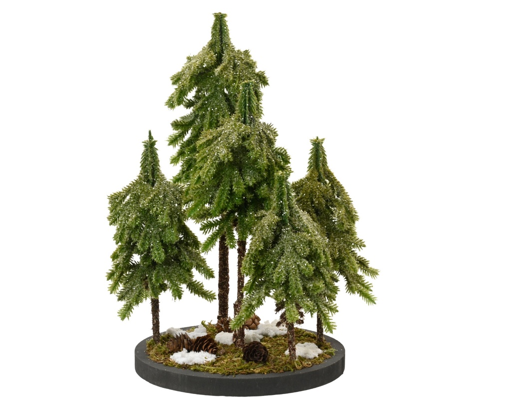 ***MERRY FIR TABLEPIECE GLITTER GREEN L19.00-W19.00-H30.00cm