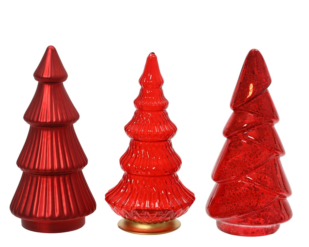 ***TREE GLASS CHRISTMAS RED dia8.50-H17.50cm
