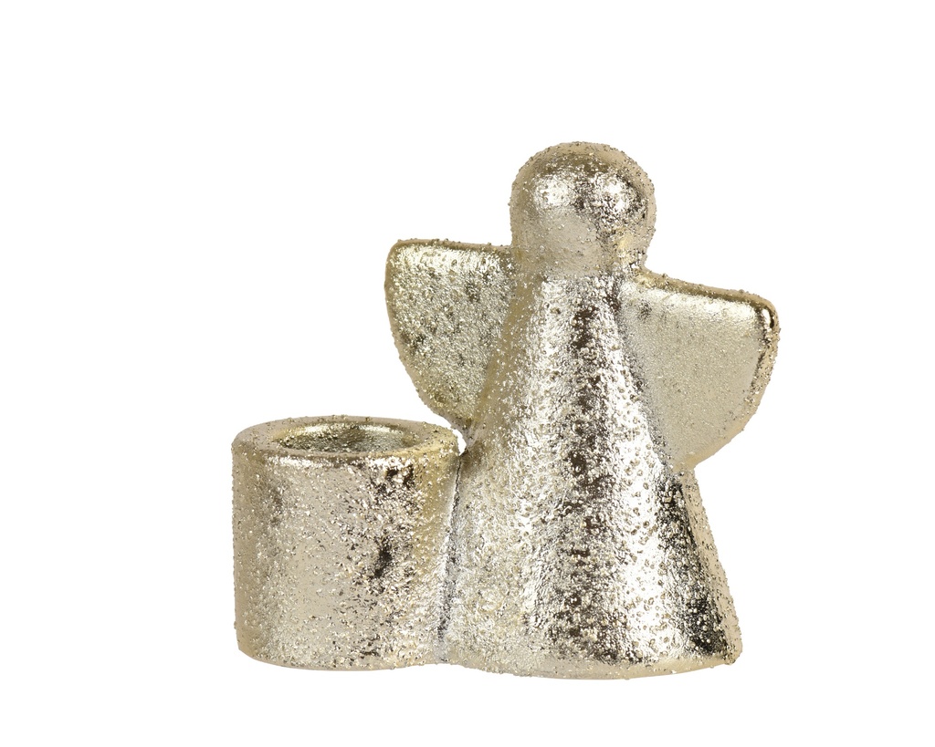 ***CANDLEHOLDER STONEWARE CHAMPAGNE GOLD L7.20-W5.00-H7.50cm