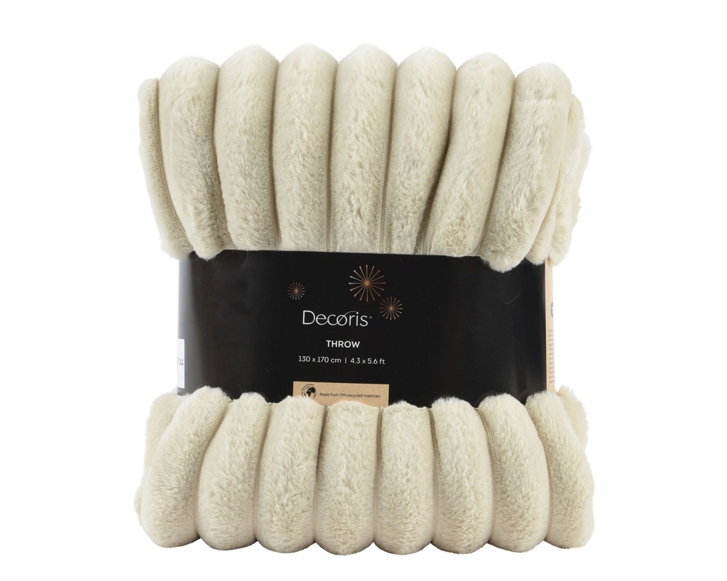 ***THROW POLYESTER CREMEWHITE L170.00-W130.00-H1.00cm