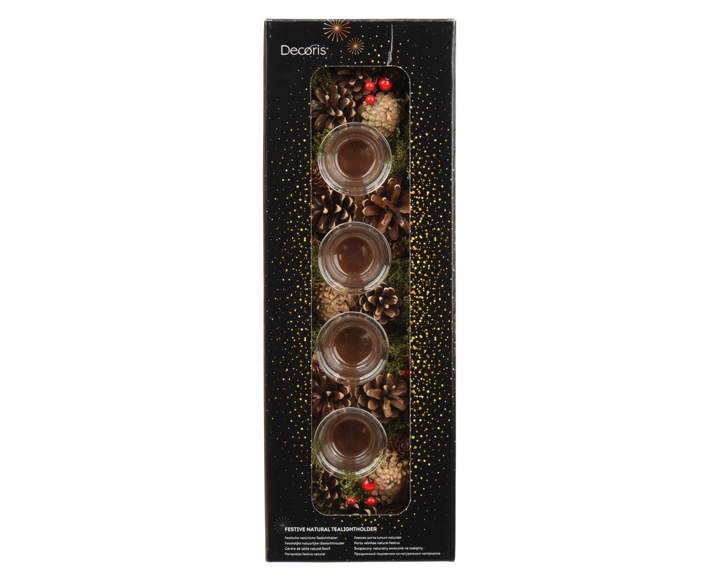 ***TEALIGHTHOLDER PINECONE NATURAL L15.00-W45.00-H9.00cm