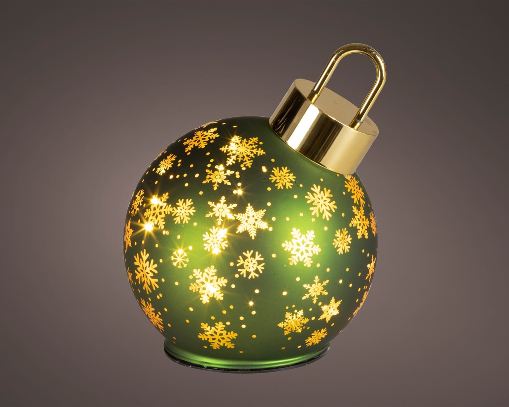 ***MICRO LED ROTATING BAUBLE BO INDOOR GREEN/WARM WHITE dia14.00-H18.00cm-15L