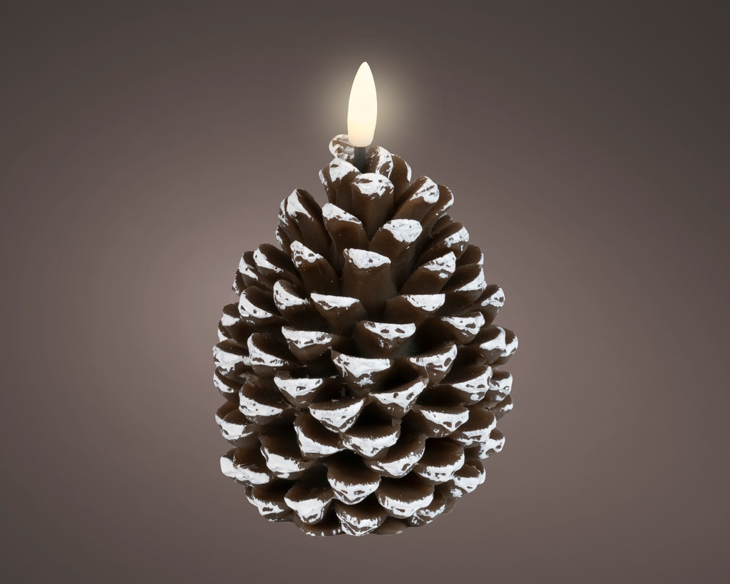 VELA LED EN FORMA DE PIÑA - BROWN/WARM WHITE dia9.00-H13.00cm-1LED