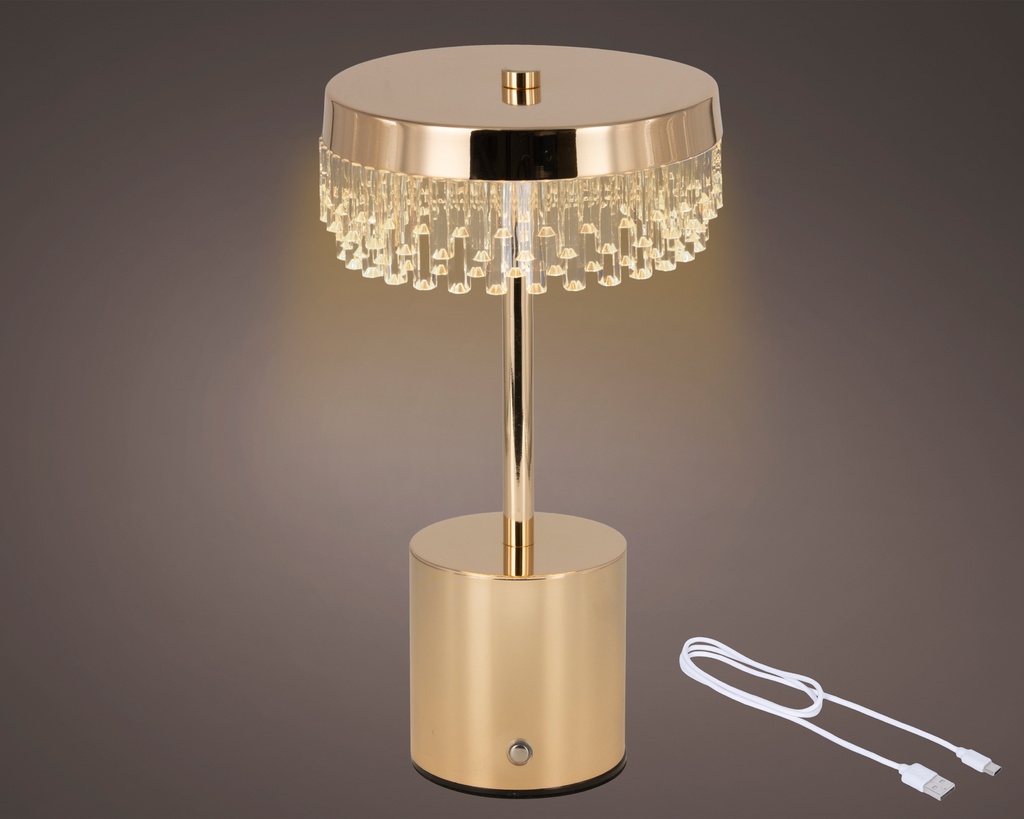 LAMPARA DE MESA RECARGABLE - GOLD/COLOUR - dia14.00-H25.50cm-48LED