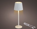 LAMPARA DE MESA RECARGABLE - APTO EXTERIOR. BLANCO - dia9.00-H27.00cm-48LEDS