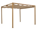 PERGOLA POLYESTER Y METAL  CREMA/MARRON - EXTERIOR - L300-W300-H220cm