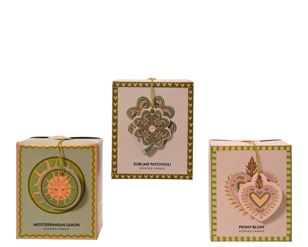 ***SCENTED CANDLE WAX 3ASS ASSORTED L.8.2cm x W.8.2cm x H.9.8cm