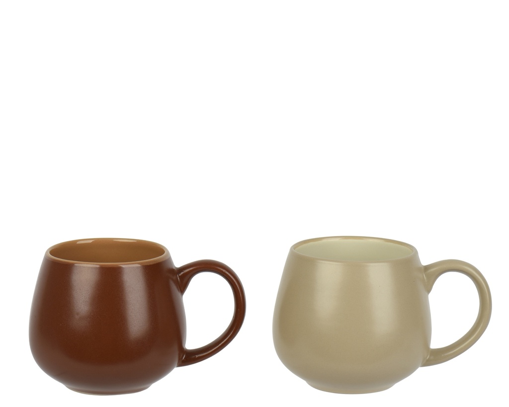 ***MUG STONEWARE COLOR GLAZE 2COL ASS ASSORTED L.13cm x W.9.6cm x H.8.2cm
