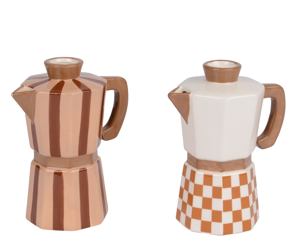 ***POT PORCELAIN 2ASS BROWN/COLOUR(S) L.13.7cm x W.8.7cm x H.17.5cm