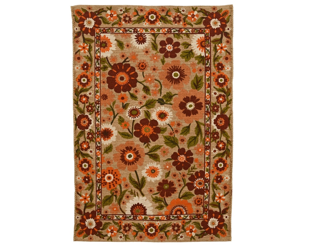 ***RUG COTTON RETANGLE WITH FLORAL PRINT MULTI L.180cm x W.120cm x H.0.5cm