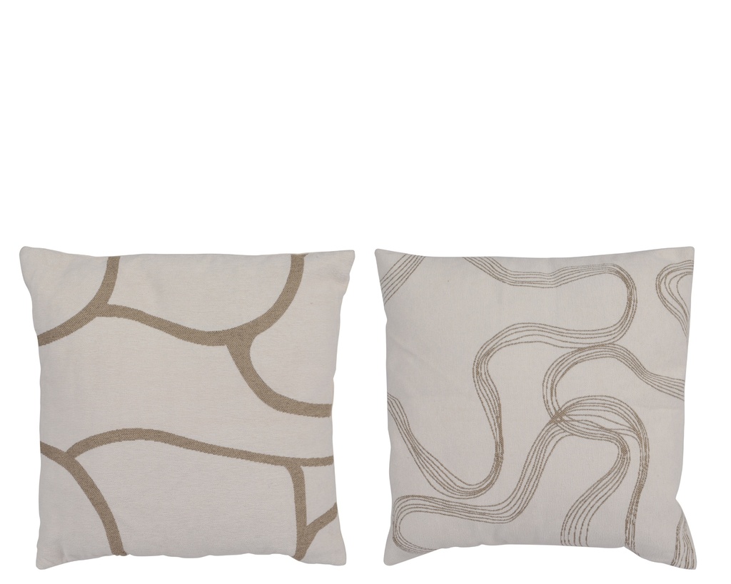 ***CUSHION POLYESTER VELVET SQUARE CHENILLE JACQUARD 2ASS WHITE/COLOUR(S) L.43cm x W.43cm x H.3cm