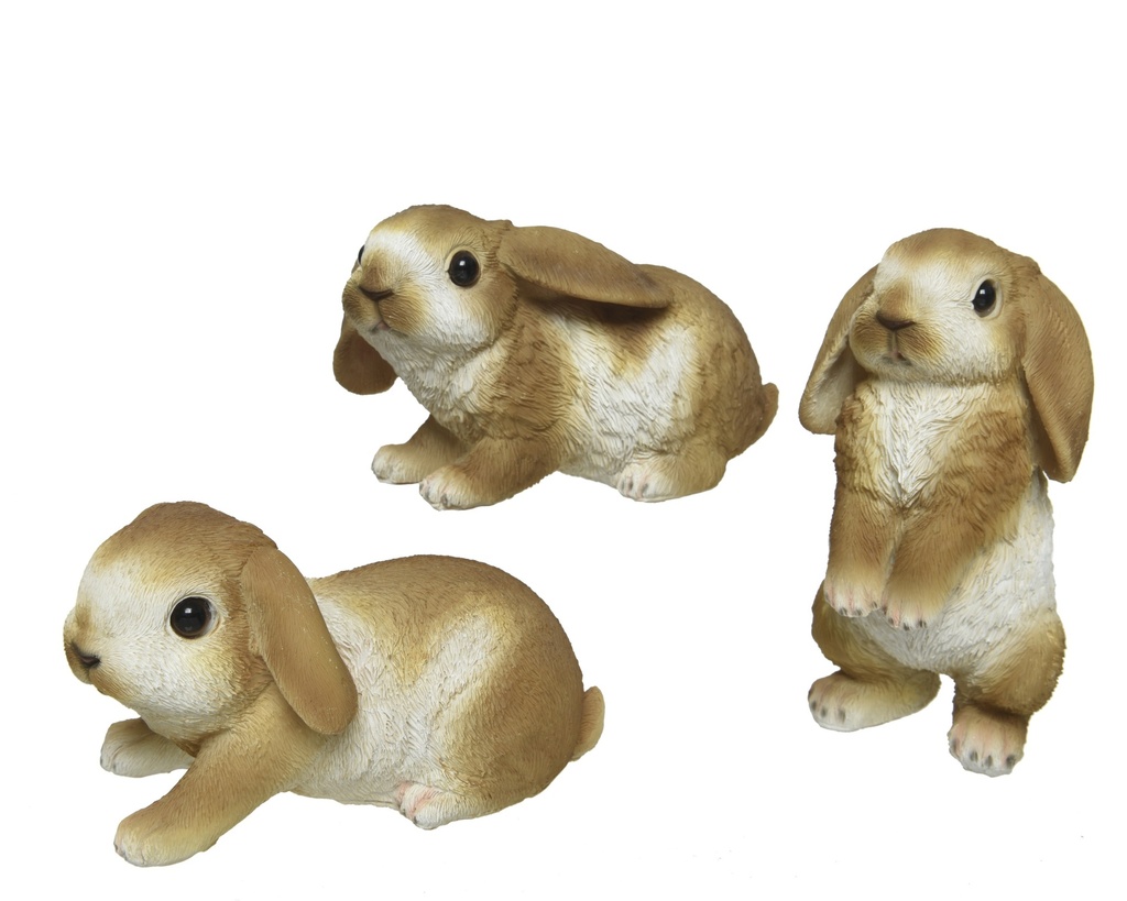 ***RABBIT POLYRESIN PAINTING 3ASS BROWN/COLOUR(S) L.7.5cm x W.8cm x H.14.5cm