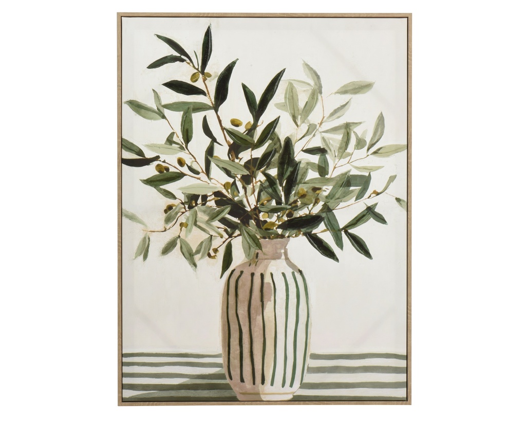 ***WALL DECO CANVAS OLIVE PRINT,PS FRAME GREEN/COLOUR(S) L.60cm x W.80cm x H.2.8cm