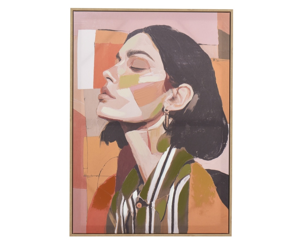 ***WALL DECO CANVAS LADY PRINT,PS FRAME ASSORTED L.50cm x W.70cm x H.2.8cm