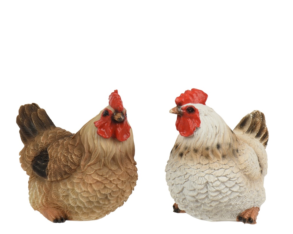 ***CHICKEN POLYRESIN PAINTING 2COL ASS ASSORTED L.7cm x W.4.7cm x H.7cm