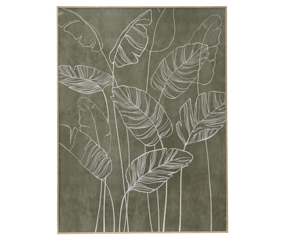 ***WALL DECO MDF PALM LEAF,PS FRAME IN NATURAL BROWN GREEN/WHITE L.60cm x W.3cm x H.80cm