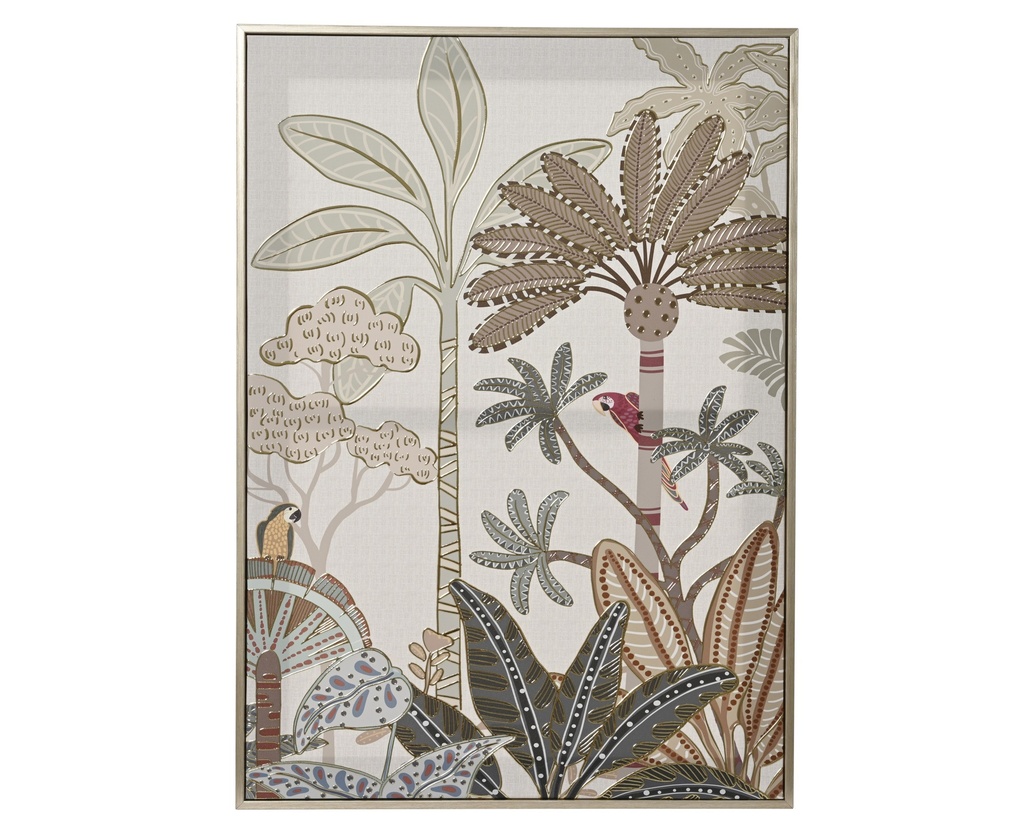 ***WALL DECO CANVAS 3D GOLD FOIL PALM TREE,PS NATURAL COLOUR FRAME MULTI L.50cm x W.2.3cm x H.70cm