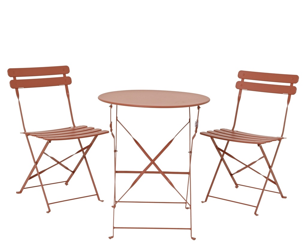 ***SET HELSINGBORG STEEL OUTDOOR TERRA BROWN D.60cm x H.71cm