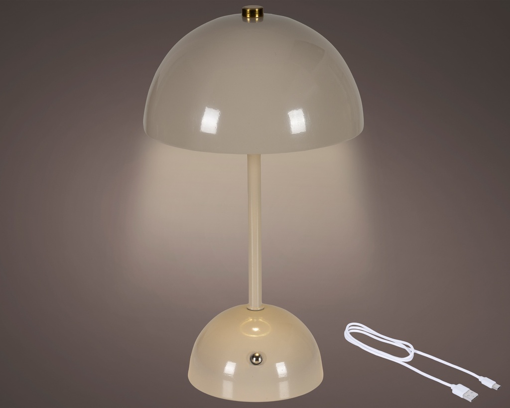 ***LED RECHARGEABLE TABLE LAMP IRON STEADY BO INDOOR SAND/WARM WHITE D.15cm x H.26cm